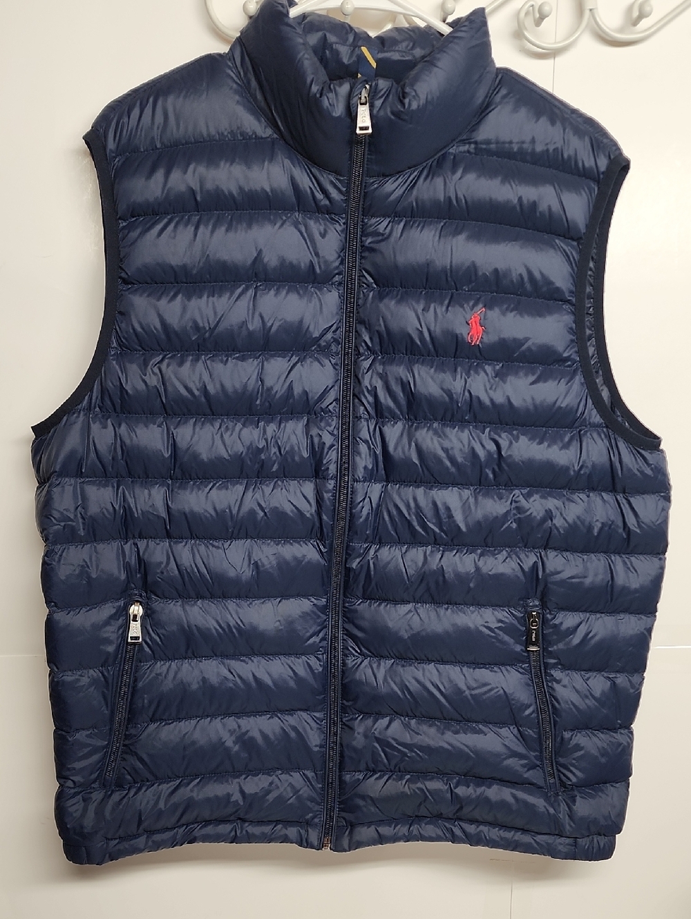 Polo Ralph Lauren Men’s Navy Quilted Feather Puffer Vest with Red Logo Size L